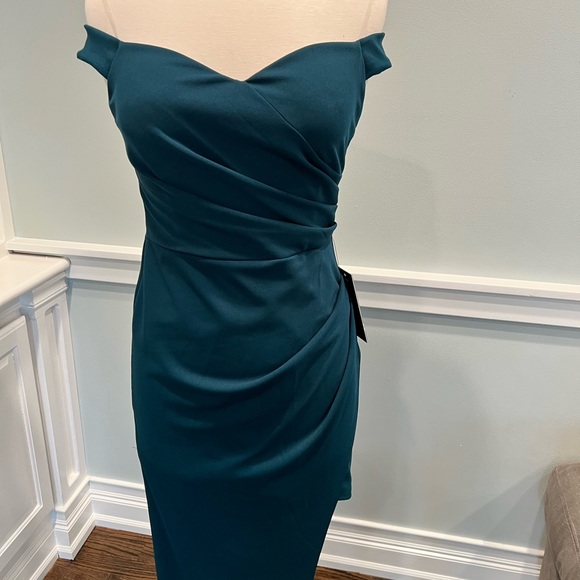 Hunter Green Asymmetrical Dress - Picture 3 of 6